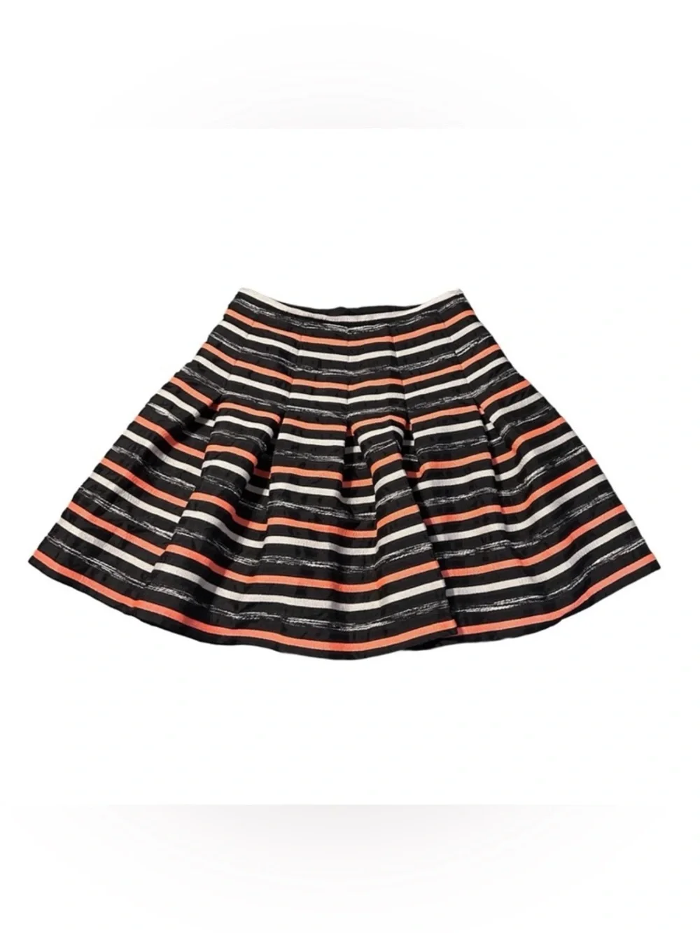 HD in Paris Anthropologie Black and Orange Striped Ribbon Skirt Size 6